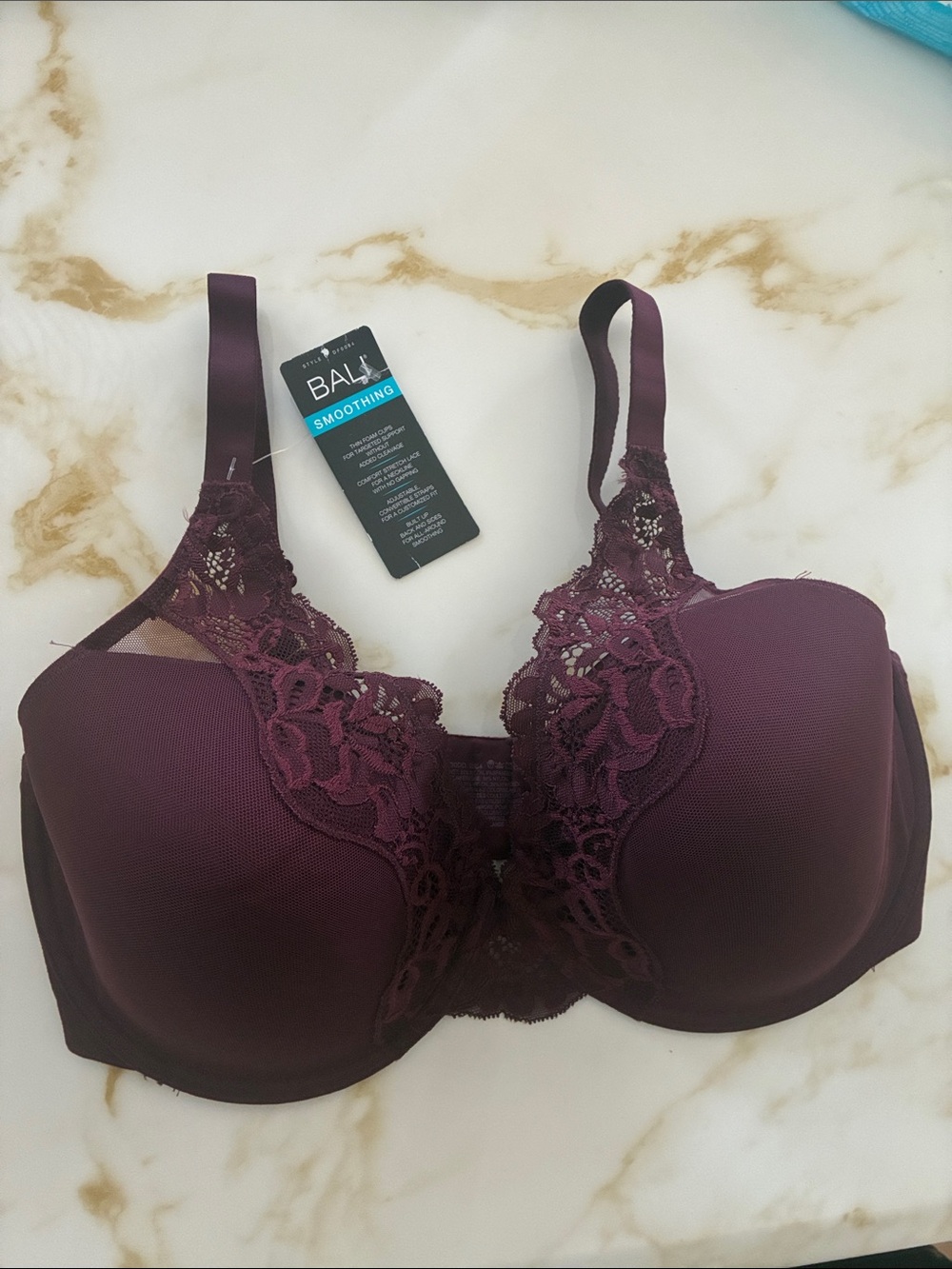 Bali Smoothing Lace Full-Coverage Bra - Plum